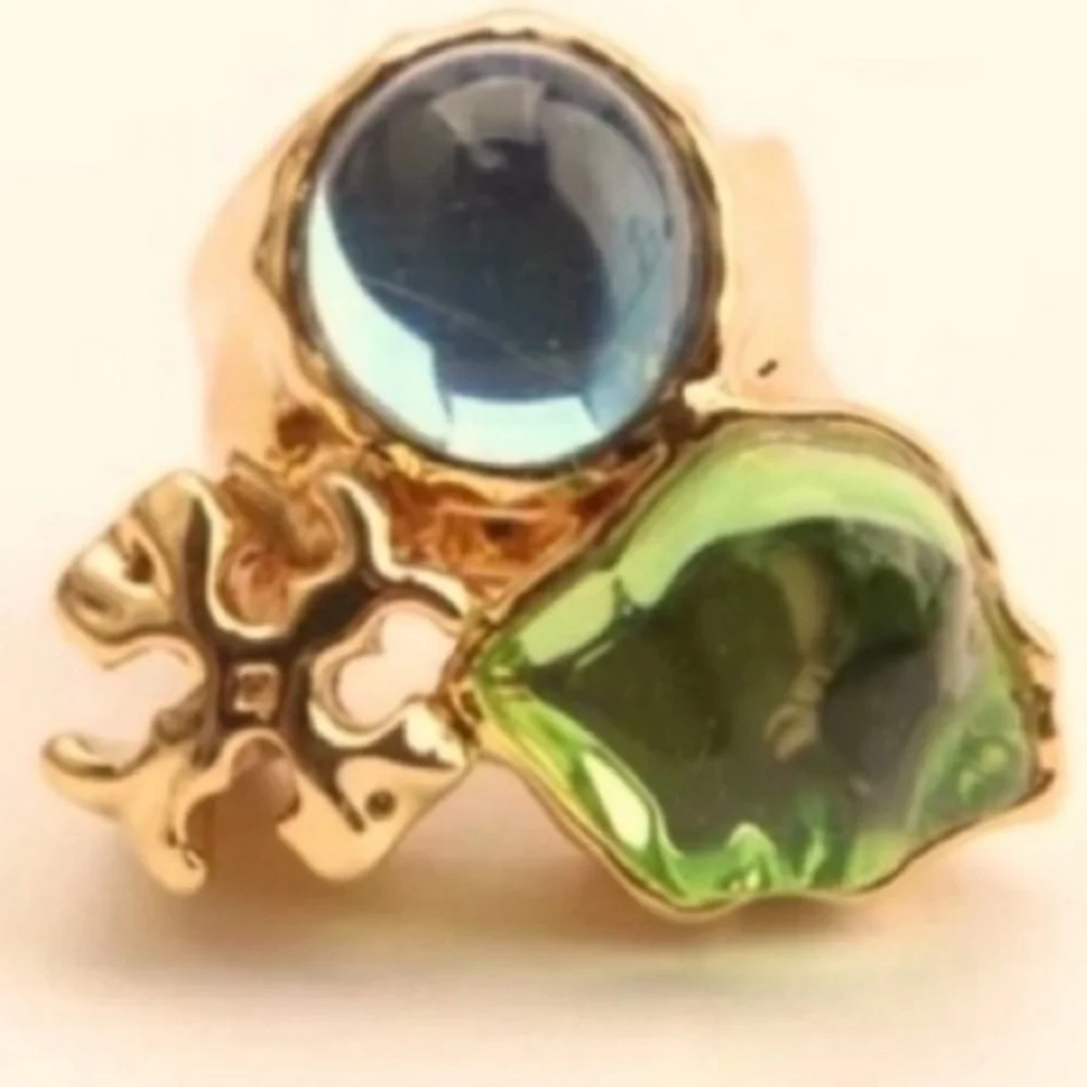 Tory Burch Roxanne clear blue and green stones Ring - Picture 5 of 6